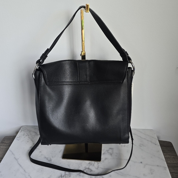 ZARA, New, Black Vegan Leather Tortoise Silver Chain Crossbody Handbag Purse - Picture 7 of 12